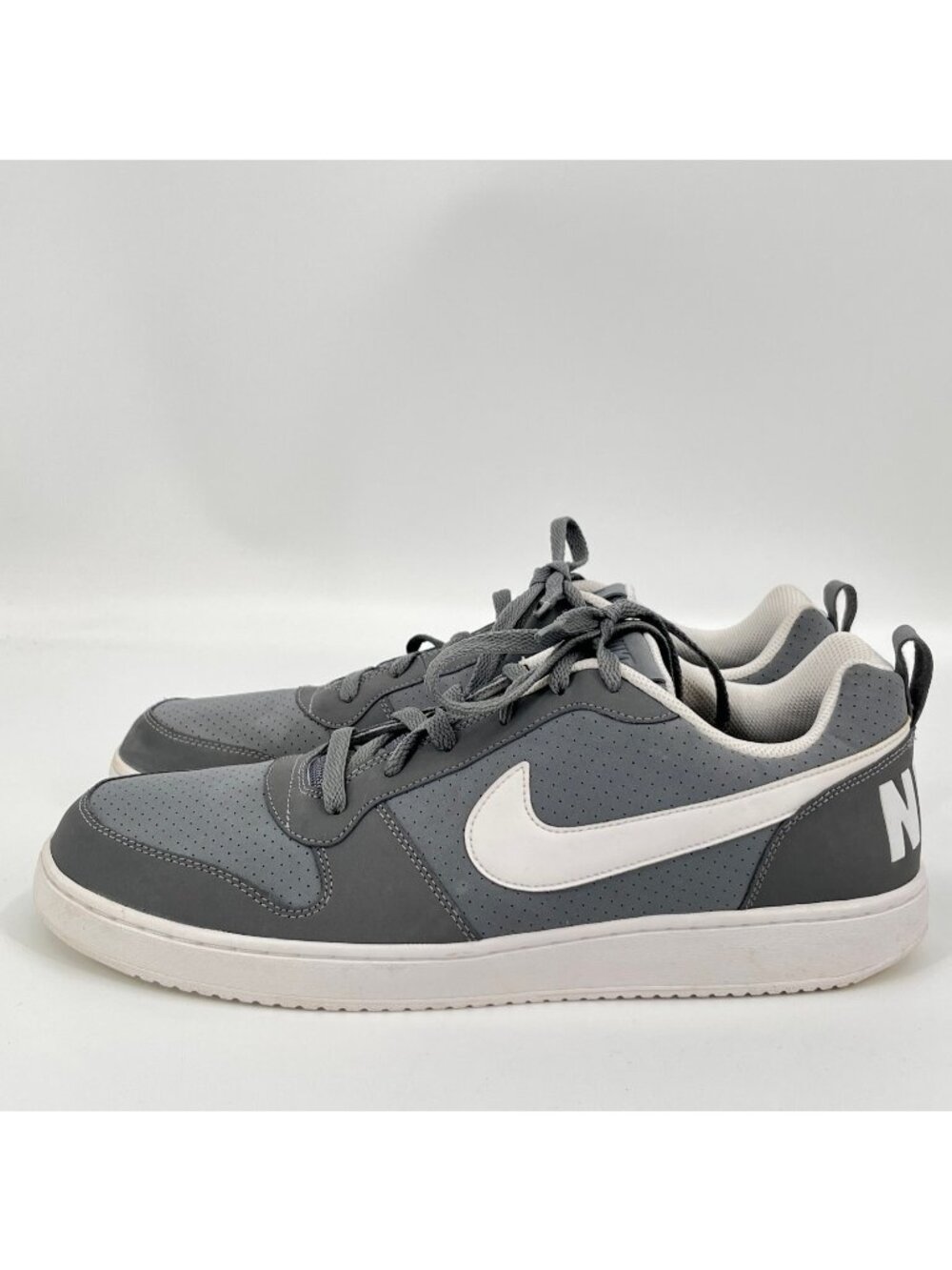 Nike Mens Court Borough Low Gray / White 838937-011 Size 15 Pre Owned